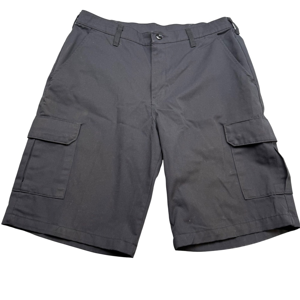 Red Kap Mens Black Cargo Work Shorts PT66BK0 Size 34 Utility Twill Flat Front